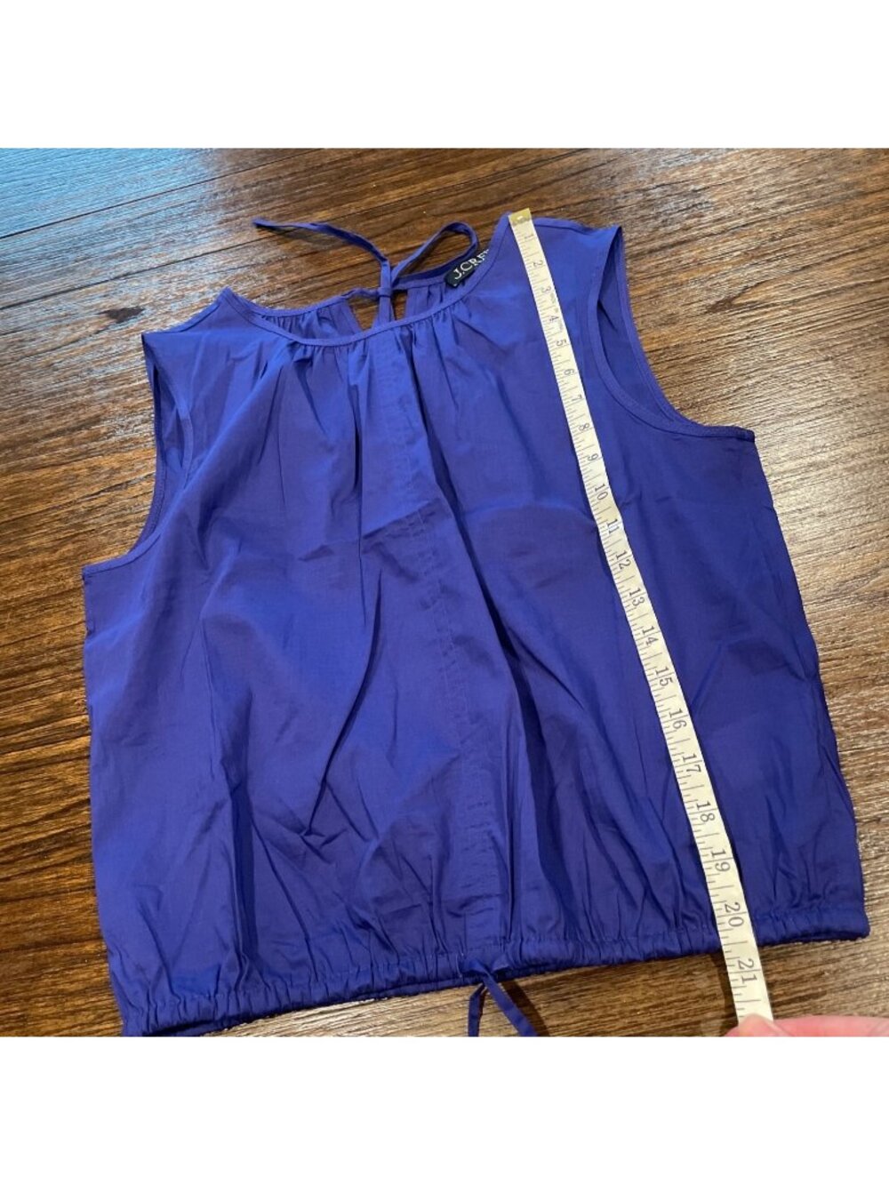 NWT J.Crew Drawstring-Waist Tank Top Sz S Cropped Sateen Indigo Blue Lightweight - Picture 9 of 11
